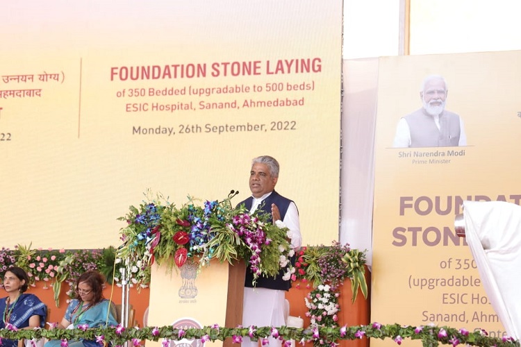 Foundation Stone Laying of 350 Bedded ESIC Hospital, Sanand, Gujrat. Upgradable to 500 Beds