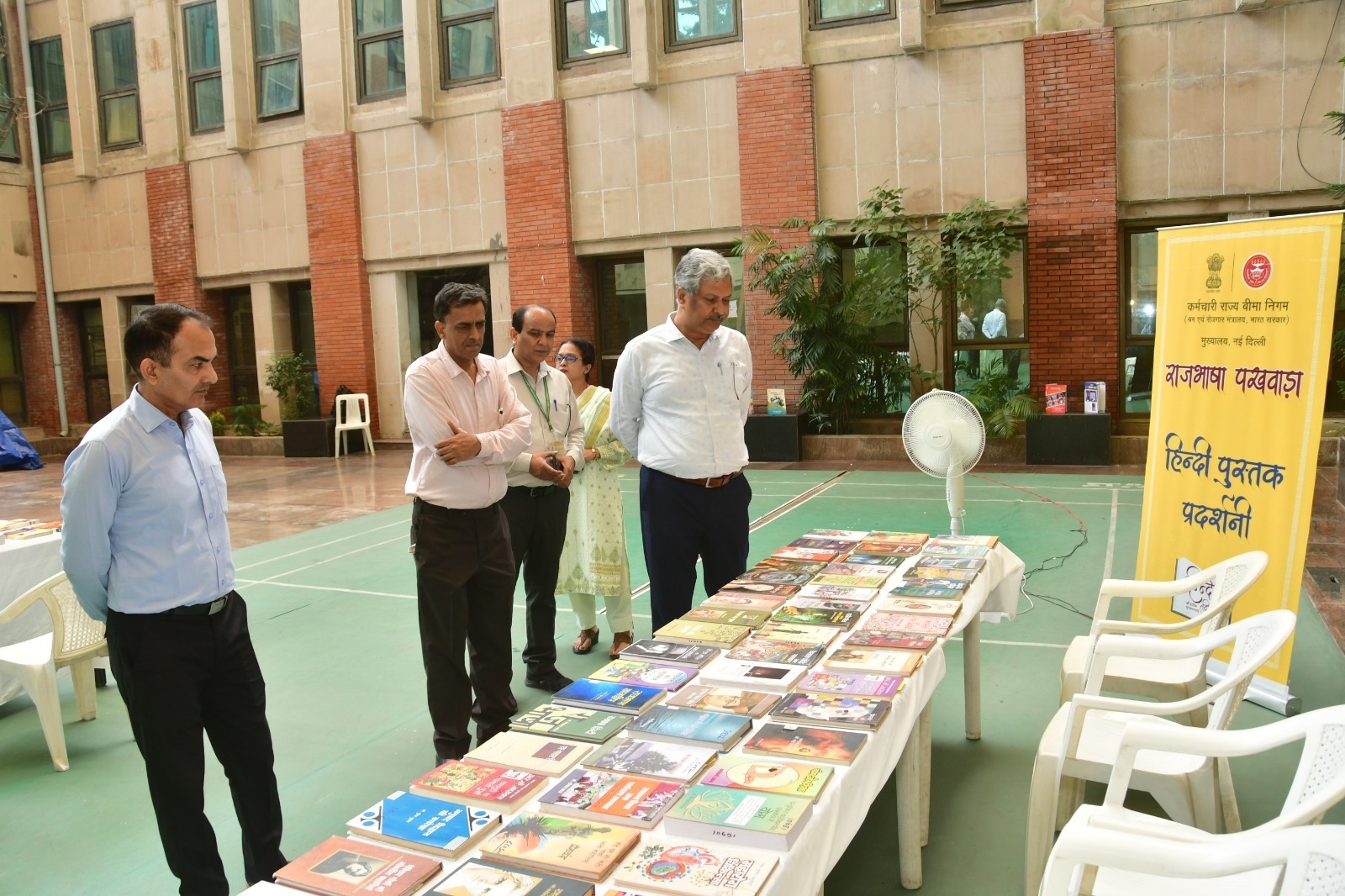 Under the guidance of Sh. Ratnesh Kumar Gautam, IC, ESIC, the Raj Bhasha branch organized Hindi language competitions  book exhibition at ESIC, Hqrs, Delhi