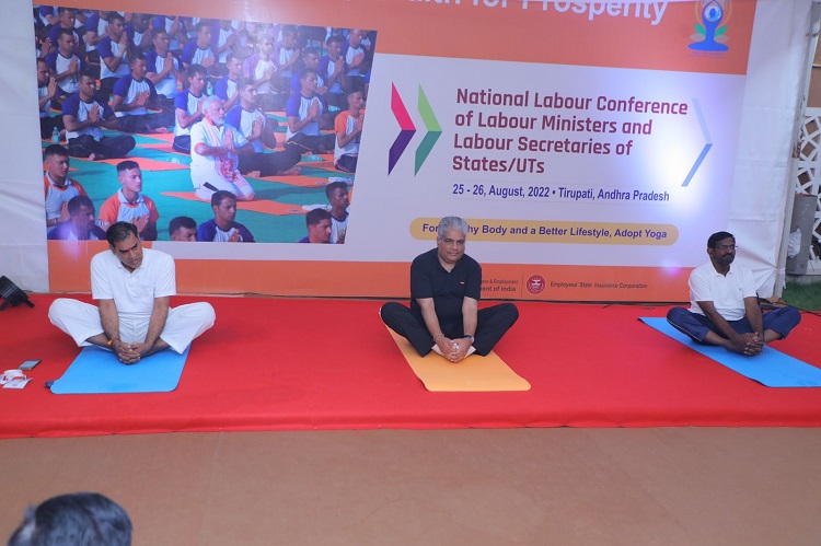 Yoga Camp held During Labour Ministers Conference at Tirupati